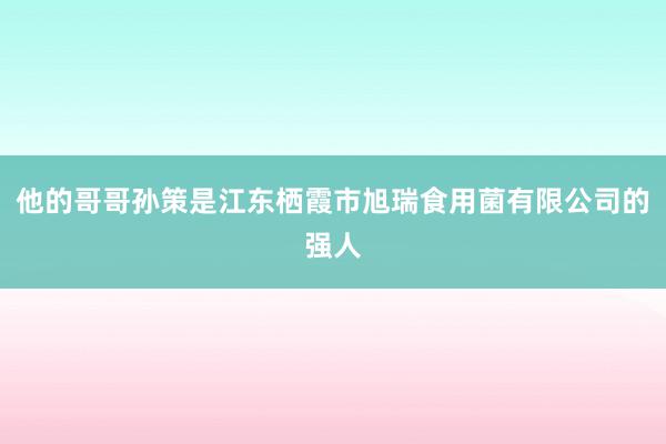 他的哥哥孙策是江东栖霞市旭瑞食用菌有限公司的强人